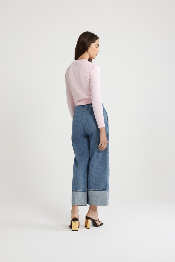 Jean Patou Cardigan à Monogramme JP Brodé En Maille De Coton Primrose Pink