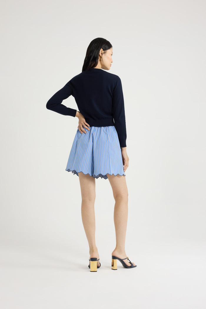 Jean Patou Cardigan à Monogramme JP Brodé En Maille De Coton Navy Black