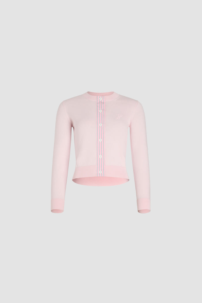 jean patou Cardigan à monogramme JP brodé en maille de coton Primrose Pink