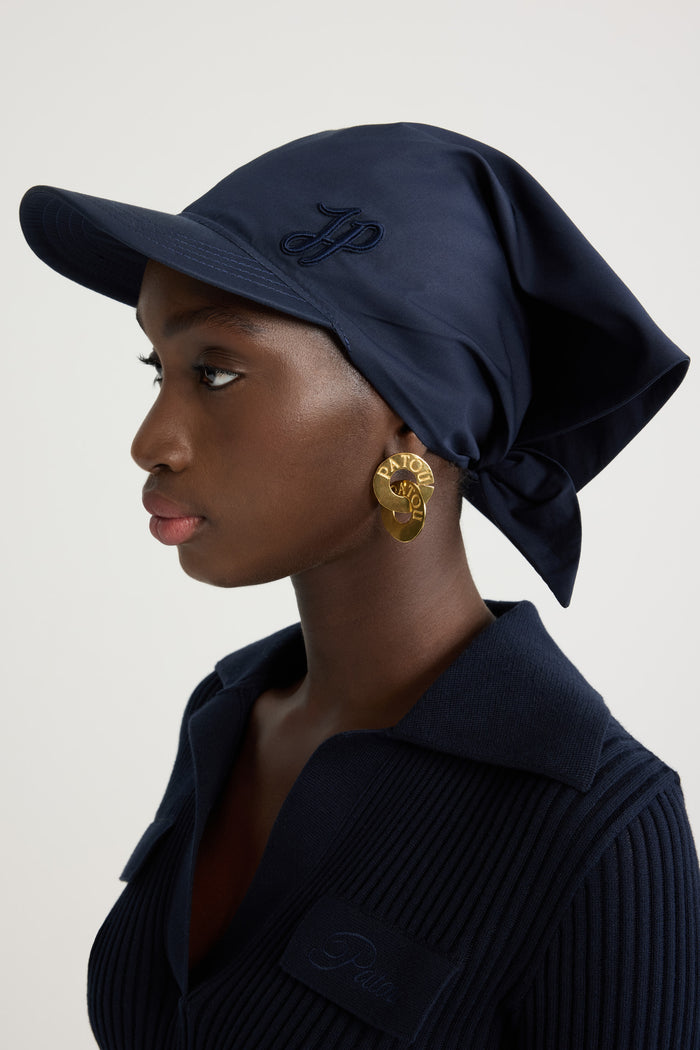 Jean Patou Casquette Foulard En Popeline De Coton Bio Navy Black