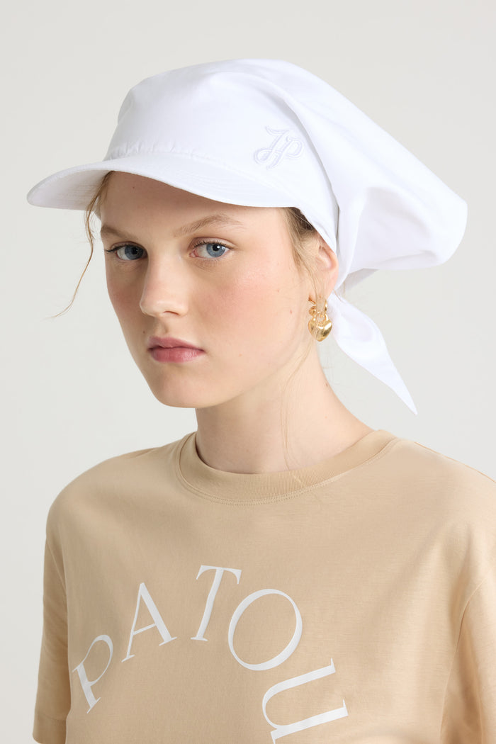 Jean Patou Casquette Foulard En Popeline De Coton Bio White
