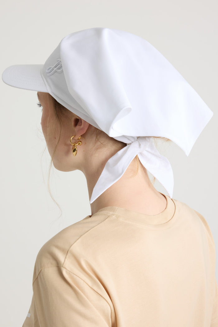 Jean Patou Casquette Foulard En Popeline De Coton Bio White