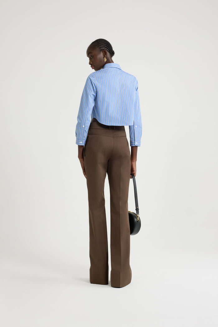 Jean Patou Chemise Courte En Popeline De Coton Bio Imprimée Heritage Blue Stripes