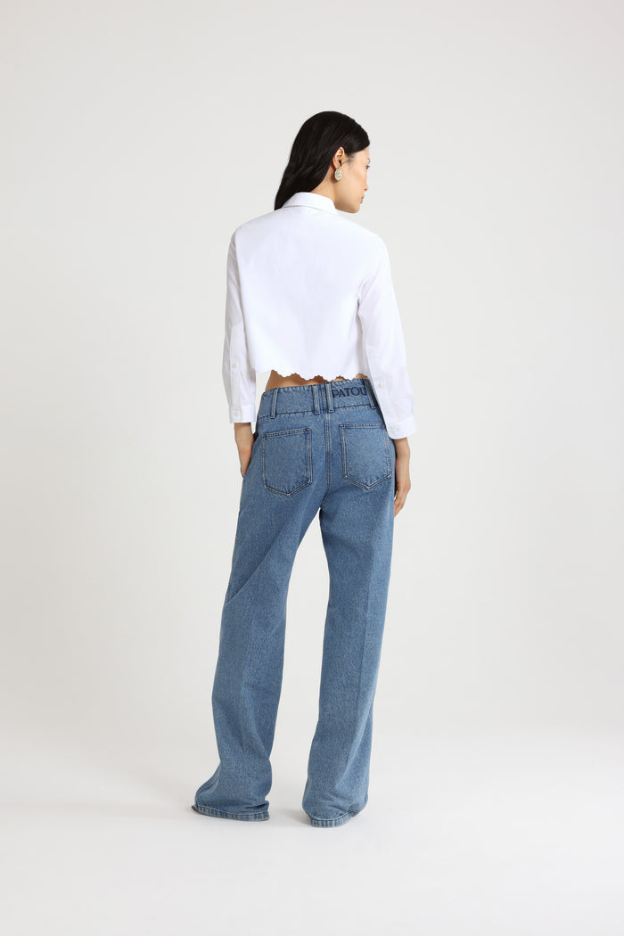 Jean Patou Chemise Courte Festonnée En Popeline De Coton Bio White