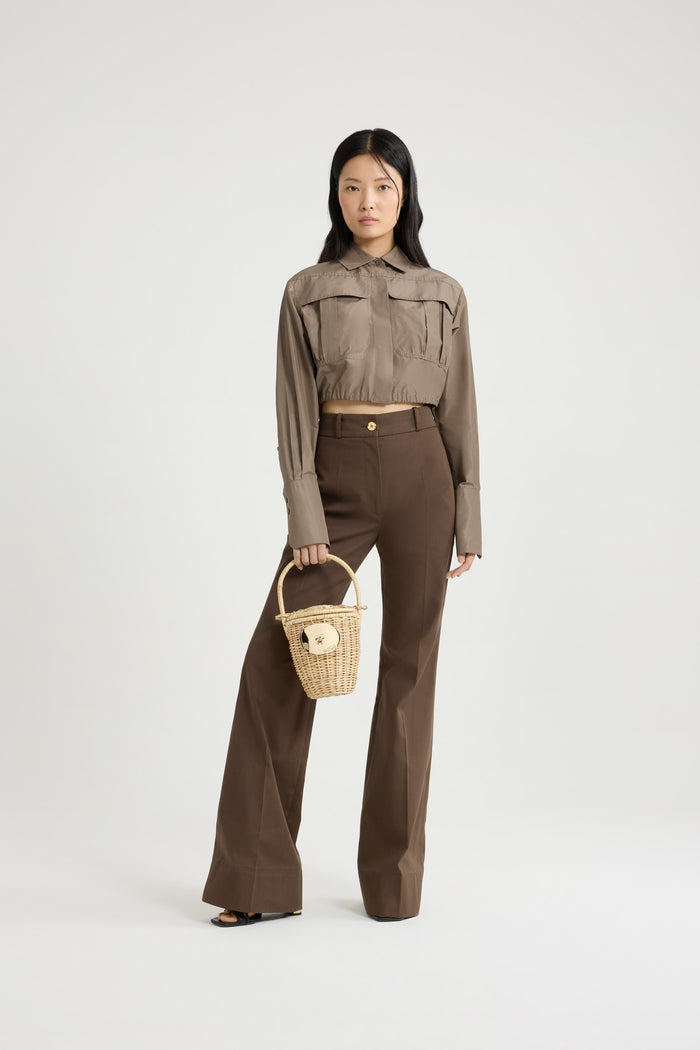 Jean Patou Chemise Safari Courte En Faille Recyclée Mocha