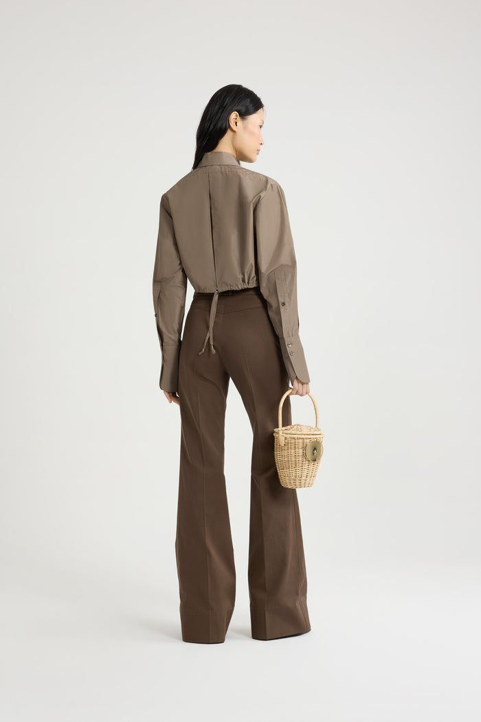 Jean Patou Chemise Safari Courte En Faille Recyclée Mocha