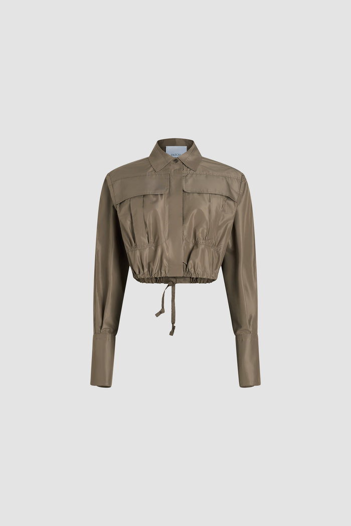 jean patou Chemise safari courte en faille recyclée Mocha