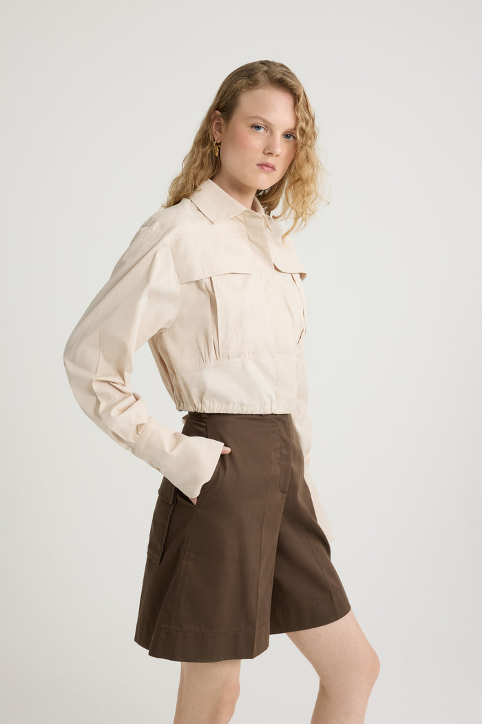 Jean Patou Chemise Safari Courte En Popeline De Coton Bio Tapioca
