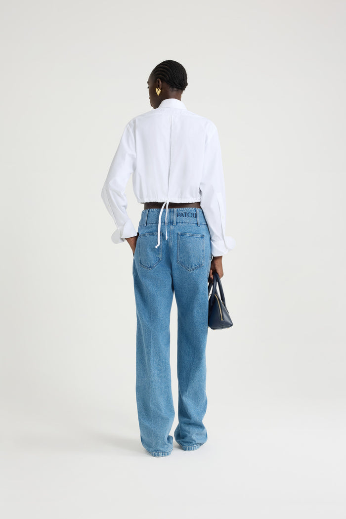 Jean Patou Chemise Safari Courte En Popeline De Coton Bio White