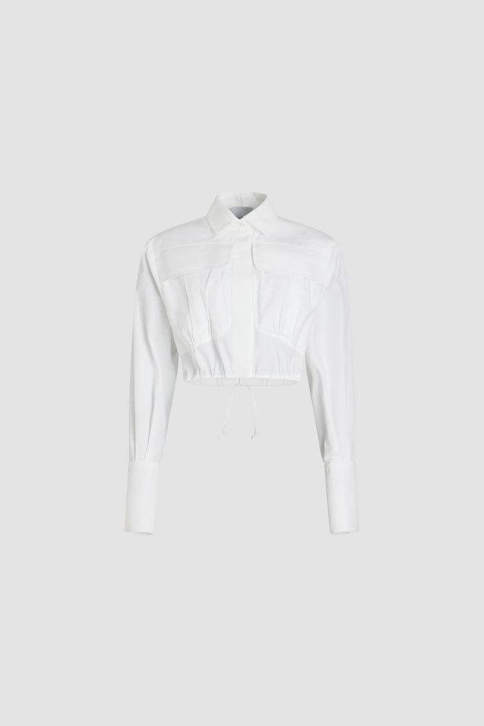 jean patou Chemise safari courte en popeline de coton bio White