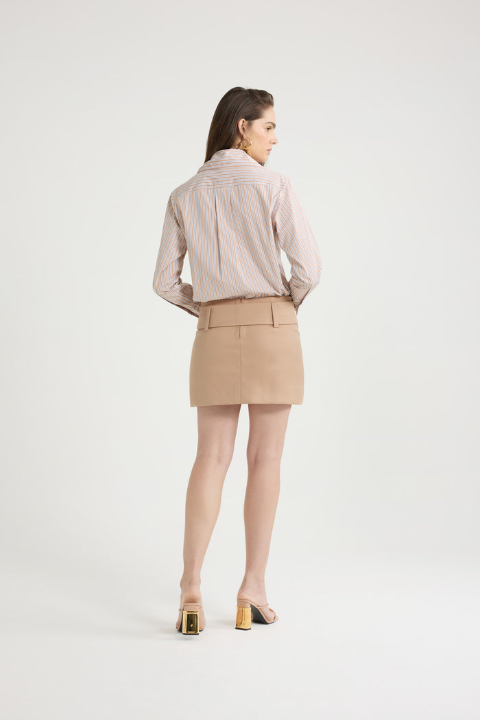 Jean Patou Chemise Violon En Popeline De Coton Bio Imprimée Beige Stripes