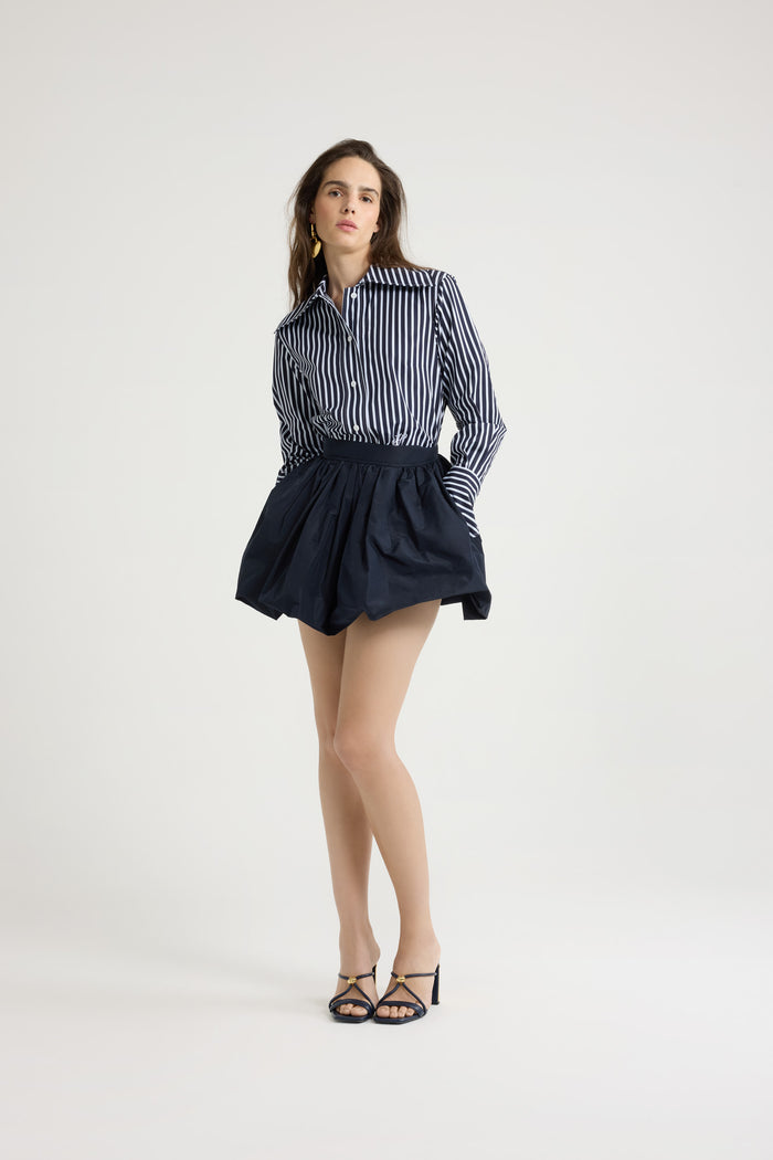 Jean Patou Chemise Violon En Popeline De Coton Bio Imprimée Navy Stripes