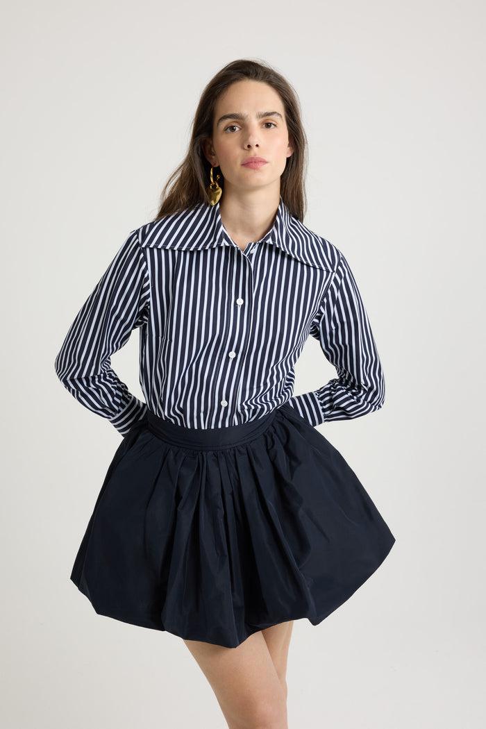 Jean Patou Chemise Violon En Popeline De Coton Bio Imprimée Navy Stripes