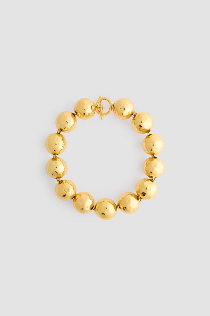 jean patou Collier à boules martelées en laiton doré Gold