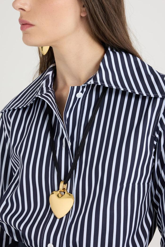 Jean Patou Collier à Pendentif Cœur En Laiton Doré Et Coton Black