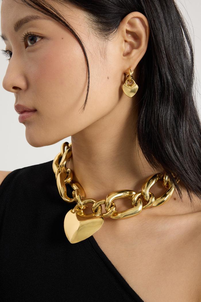 Jean Patou Collier Chaîne à Cœur En Laiton Doré Gold