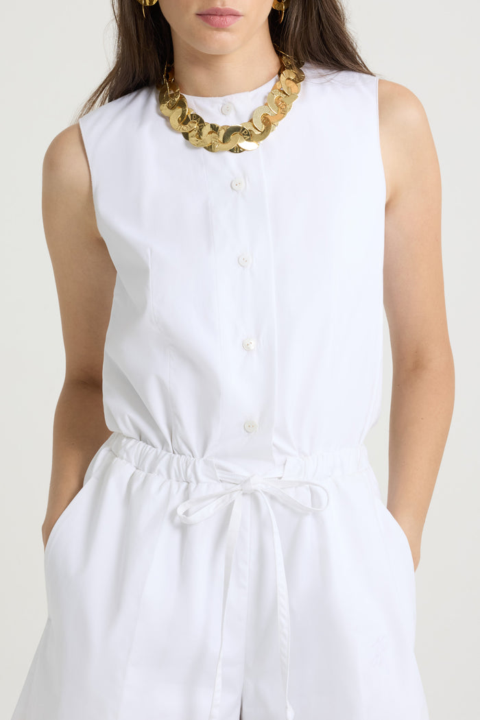 Jean Patou Combinaison Dos Nu En Popeline De Coton Bio White