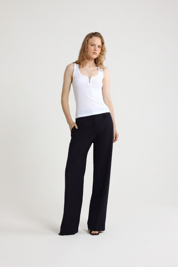 Jean Patou Débardeur à Encolure Arrondie En Coton Bio Mélangé Côtelé White