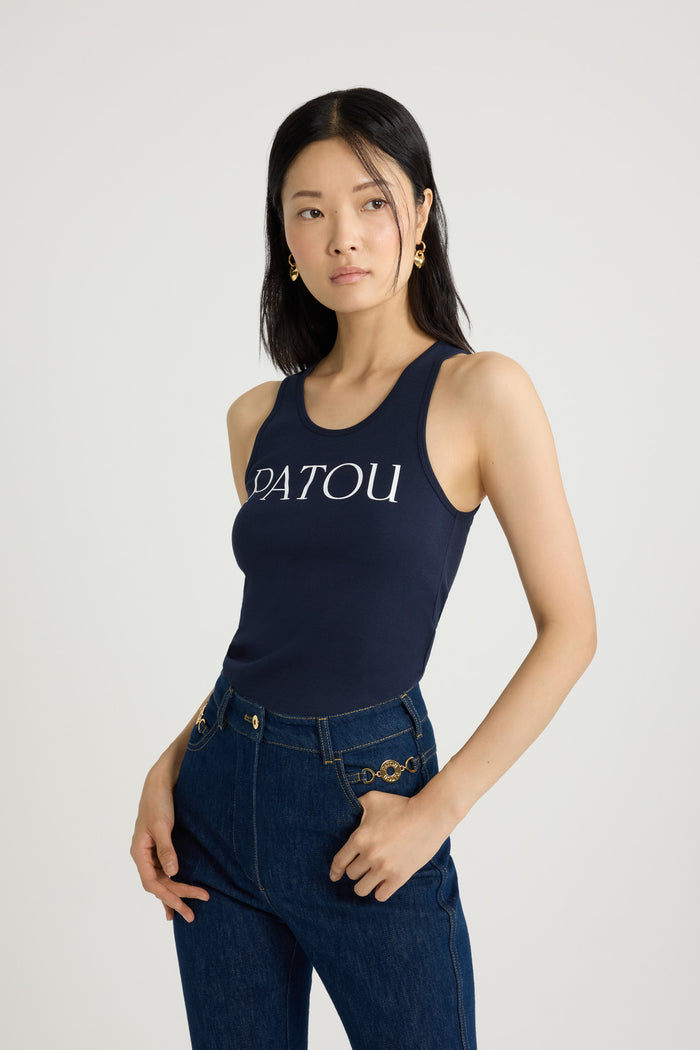 Jean Patou Débardeur à Logo Patou En Coton Bio Navy Black