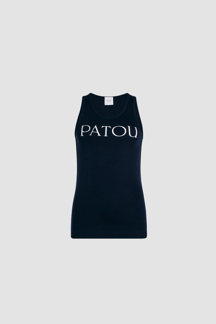 jean patou Débardeur à logo Patou en coton bio Navy Black