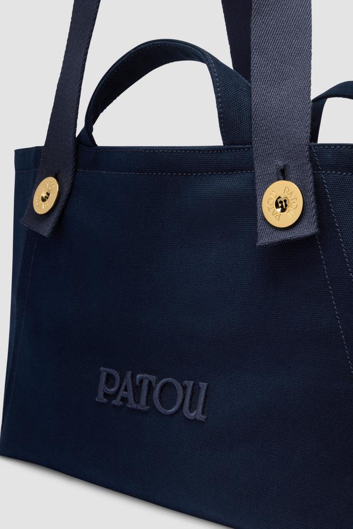 Jean Patou Grand Cabas Trapèze à Logo Patou En Coton Navy Black