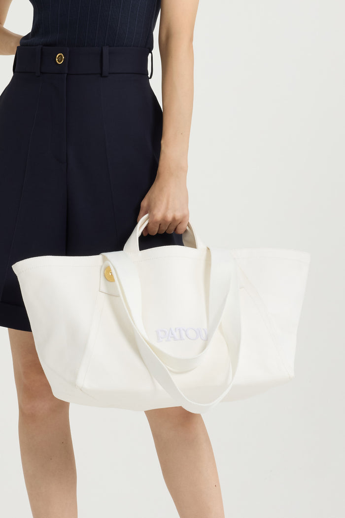 Jean Patou Grand Cabas Trapèze à Logo Patou En Coton White