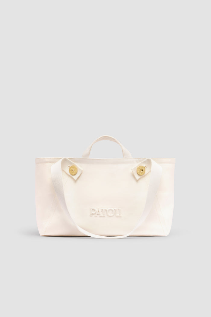 jean patou Grand cabas trapèze à logo Patou en coton White