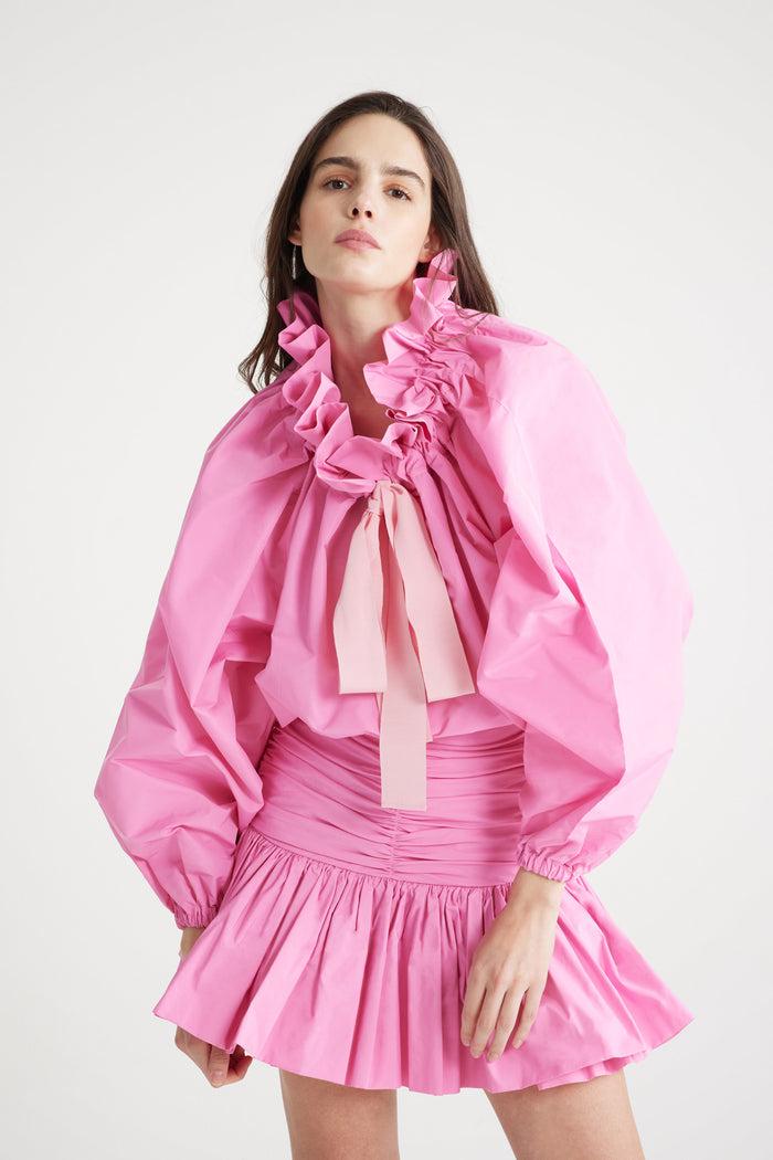 Jean Patou Haut à Manches Bouffantes En Faille Recyclée Pink