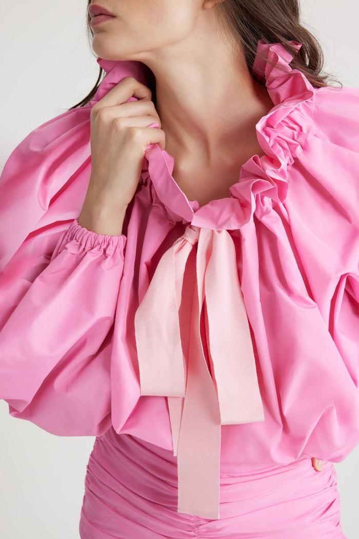Jean Patou Haut à Manches Bouffantes En Faille Recyclée Pink