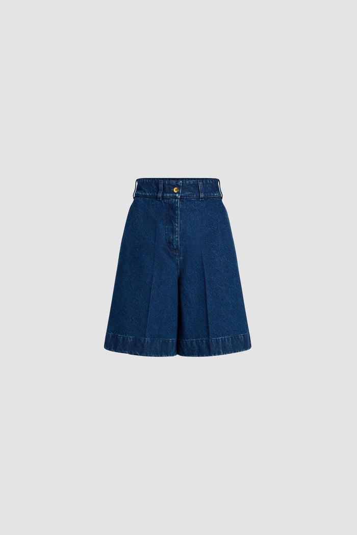 jean patou Bermuda en denim de coton Ink Blue