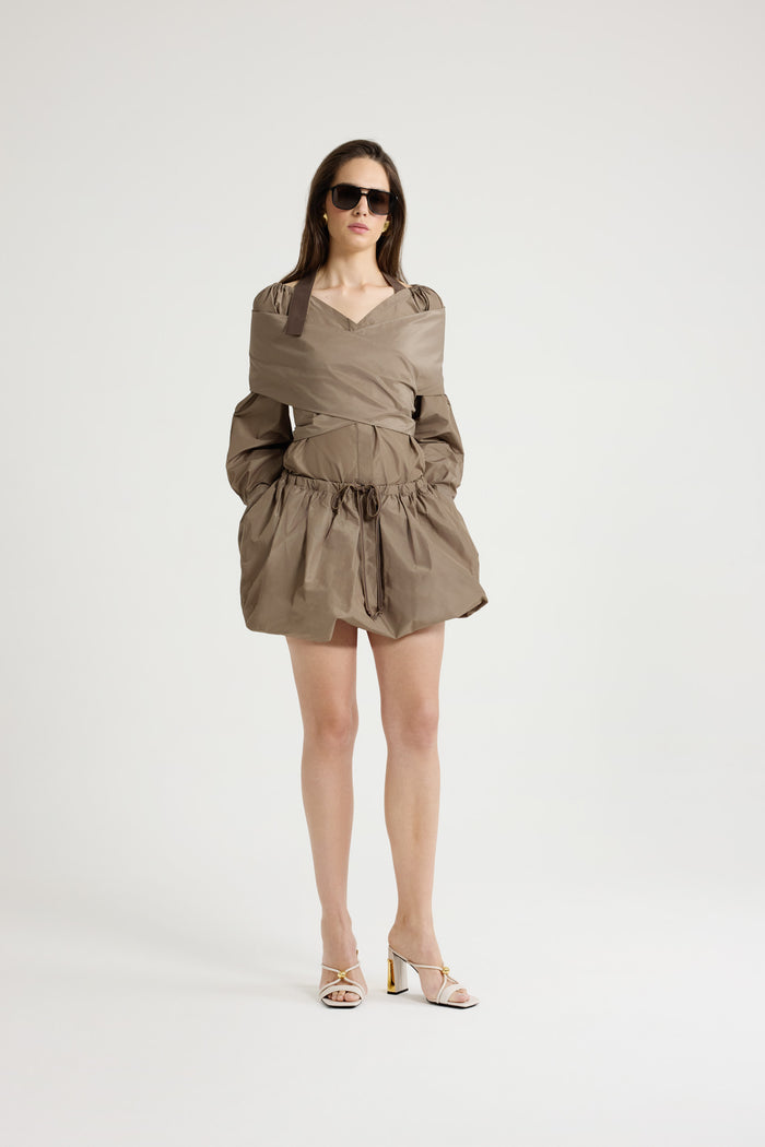 Jean Patou Blouse Croisée En Faille Recyclée Mocha