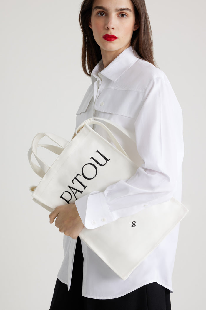 Jean Patou Cabas Patou Vertical En Coton White