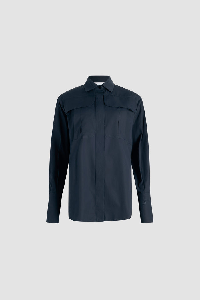 jean patou Chemise safari en coton bio Navy Black