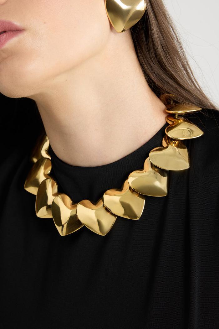 Jean Patou Collier à Cœur En Laiton Doré Gold