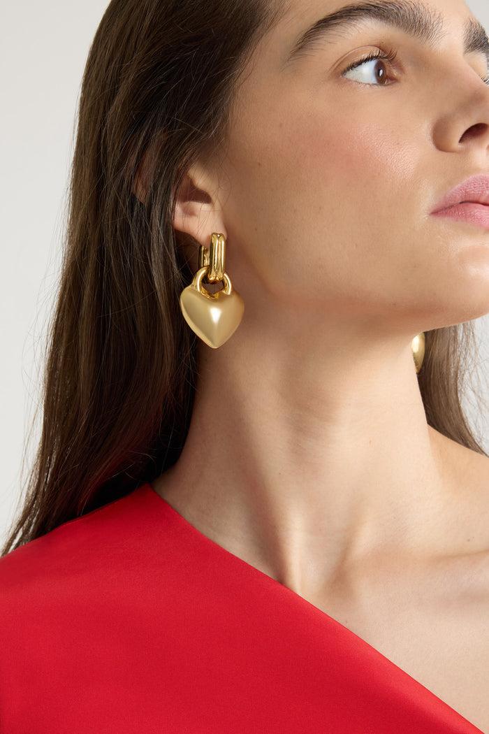 Jean Patou Créoles à Cœur En Laiton Doré Gold