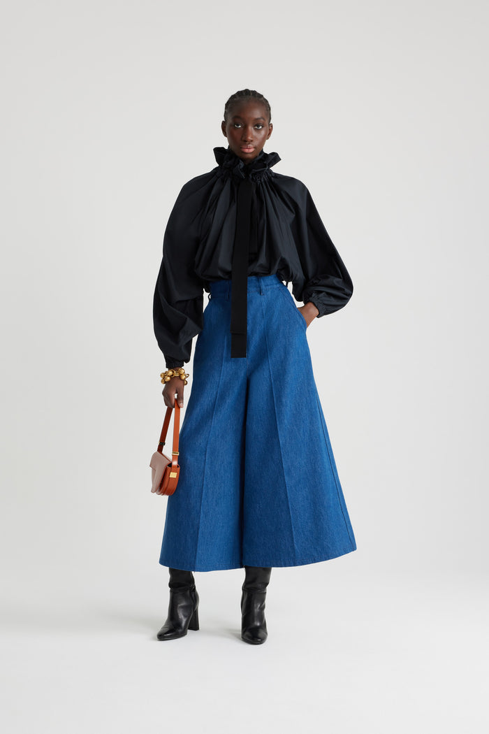 Jean Patou Haut à Col Coulissé En Coton Bio Black