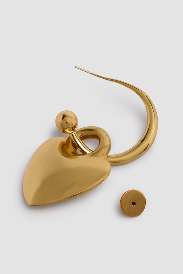 Jean Patou Mono Créole à Cœur En Laiton Doré Gold
