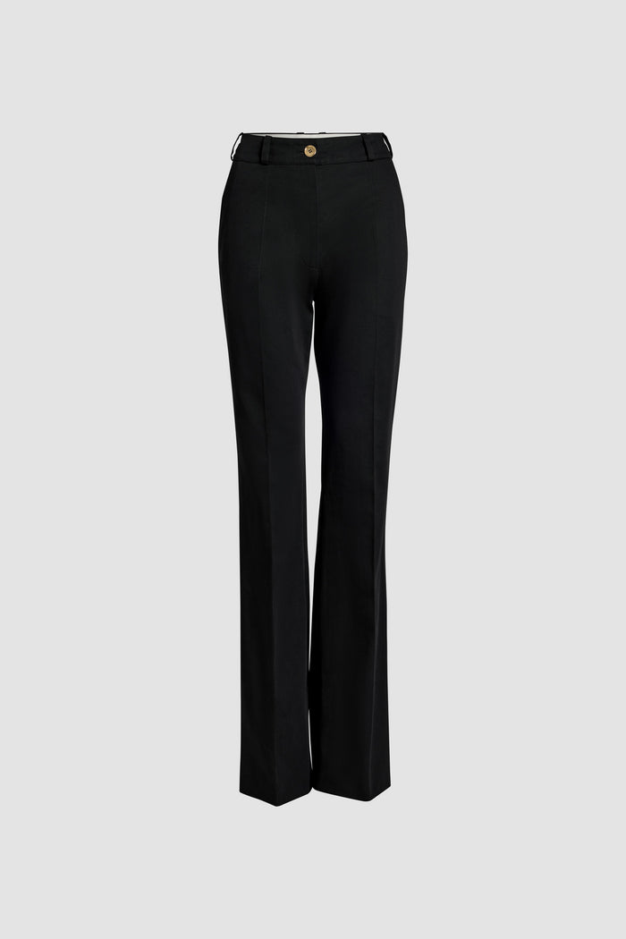 jean patou Pantalon évasé en coton bio Black