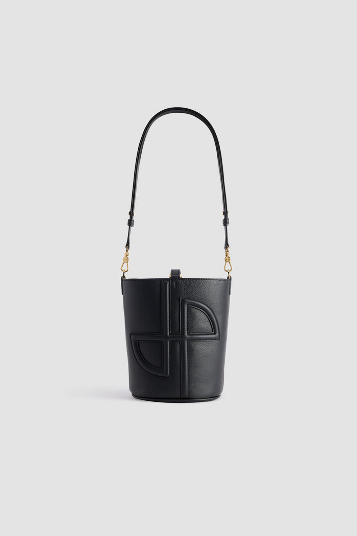 jean patou Petit sac seau JP en cuir Black