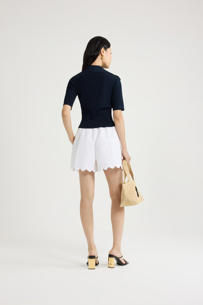 Jean Patou Polo En Crêpe Technique Navy Black