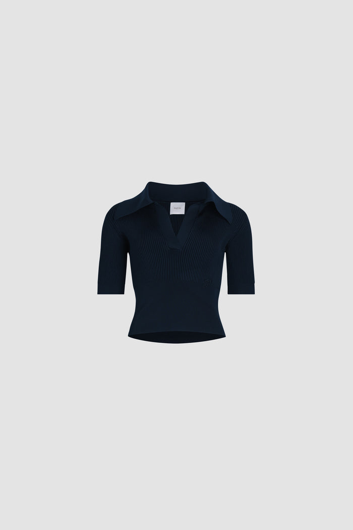 jean patou Polo en crêpe technique Navy Black