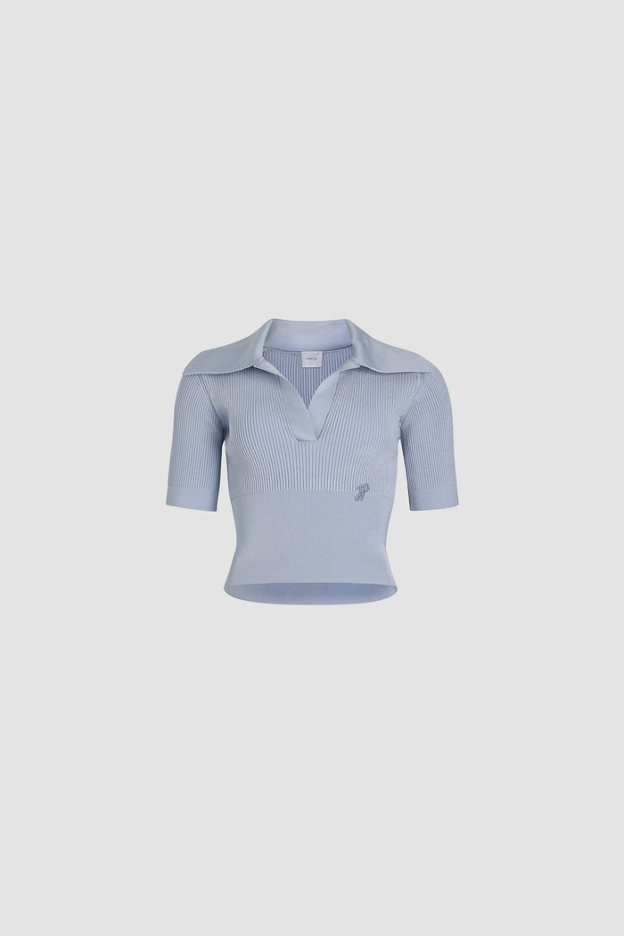 jean patou Polo en crêpe technique Pearl Blue