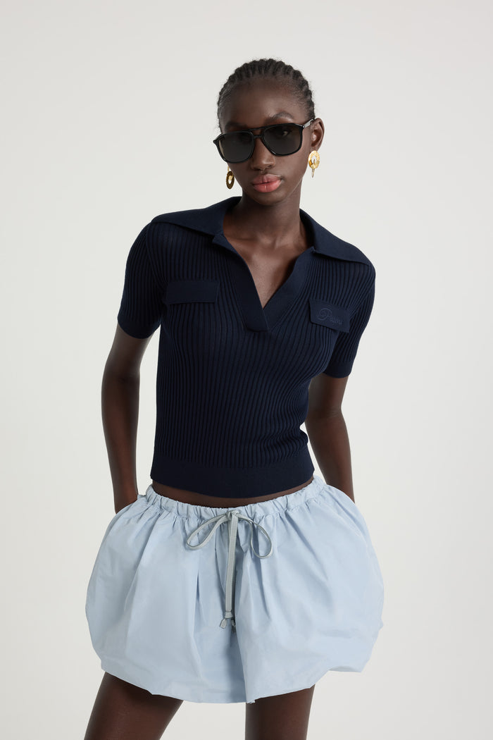 Jean Patou Polo En Maille De Coton Navy Black