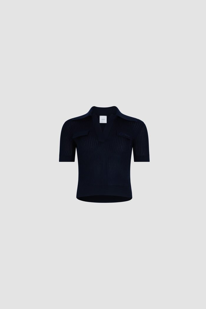 jean patou Polo en maille de coton Navy Black