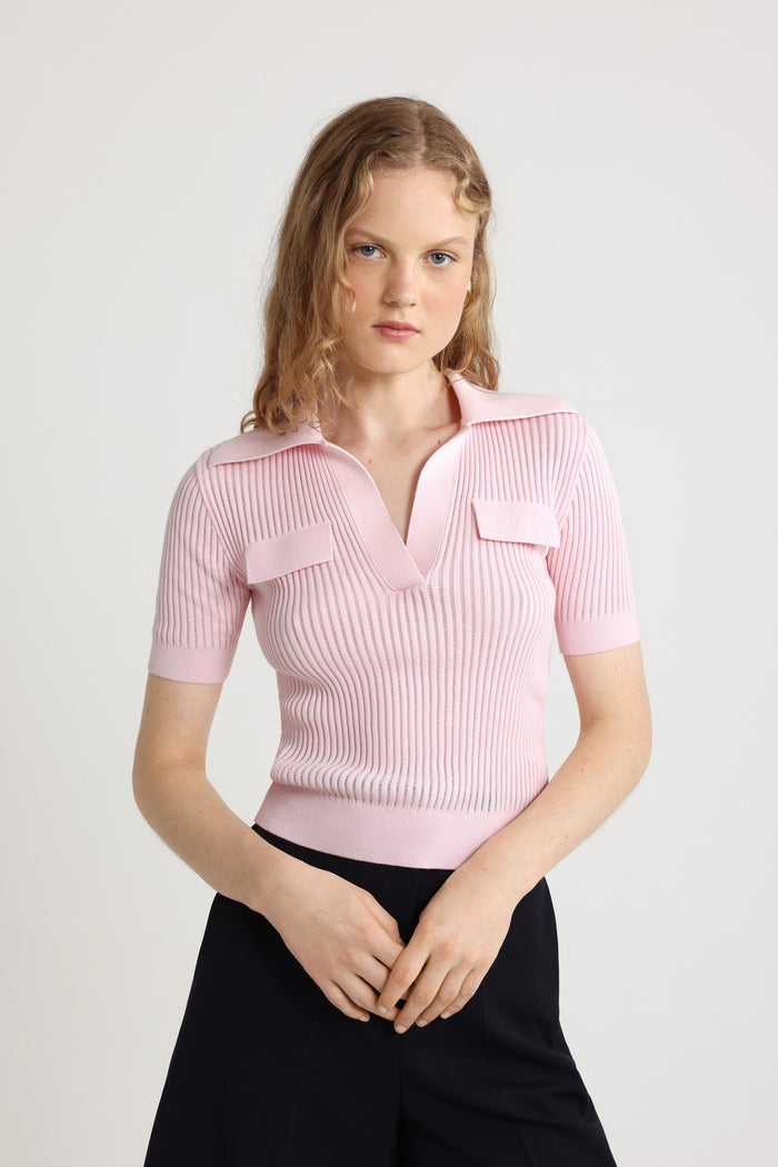 Jean Patou Polo En Maille De Coton Primrose Pink