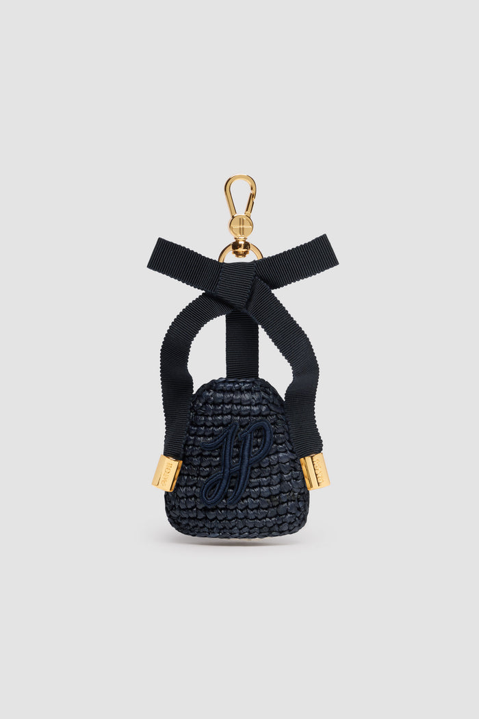 jean patou Porte-clés en raphia Navy Black