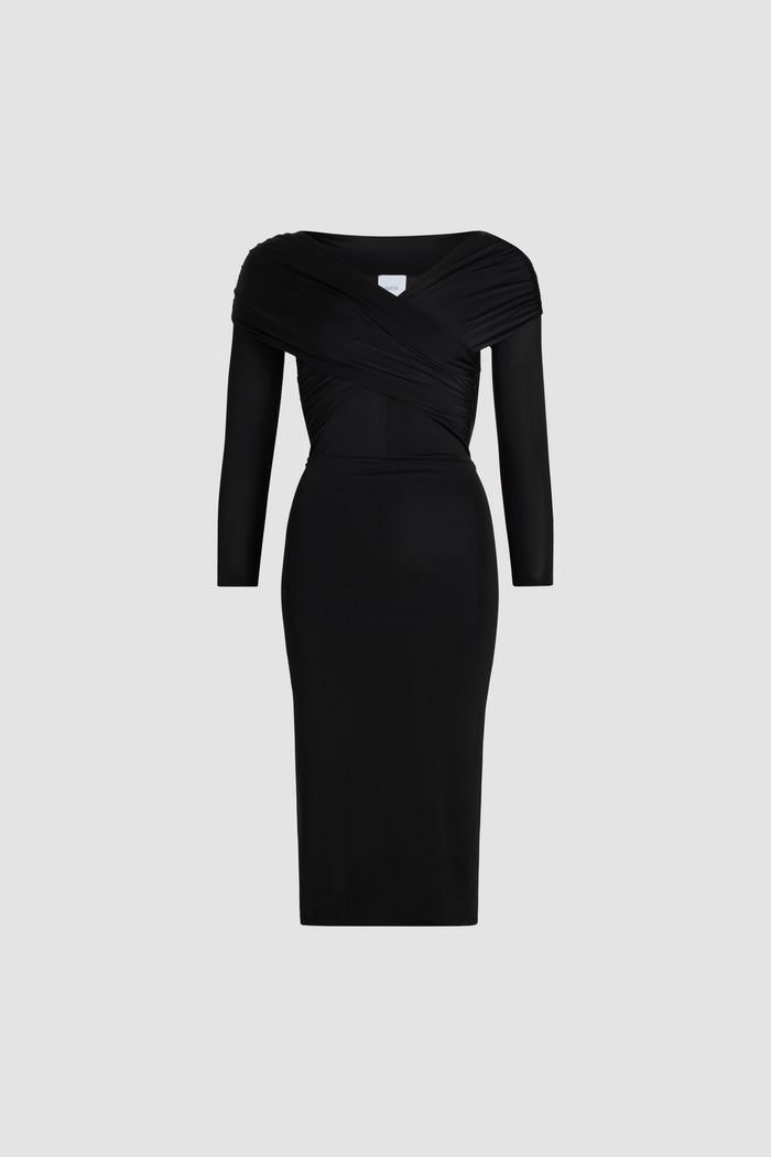 jean patou Robe croisée en jersey stretch Black