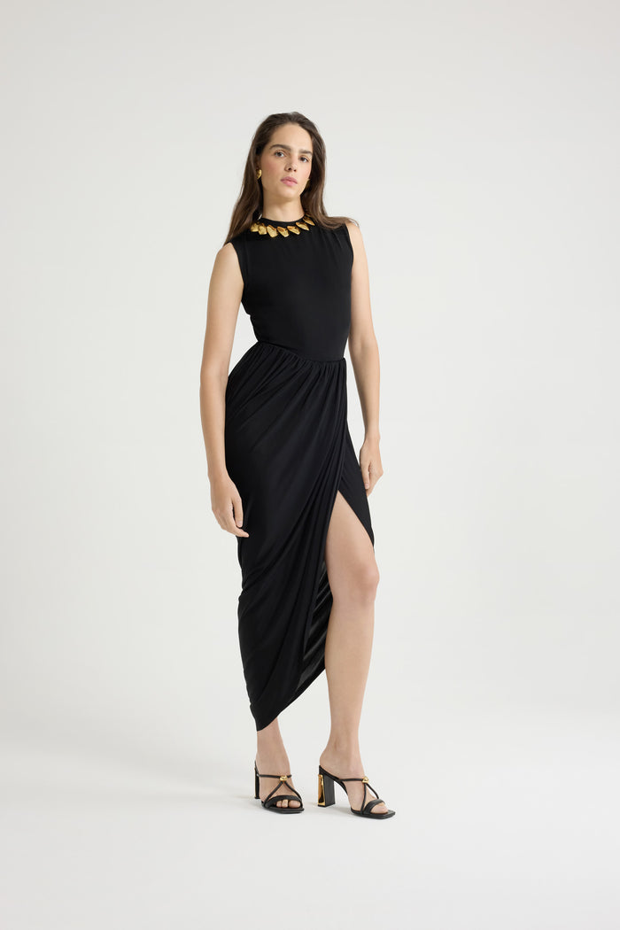 Jean Patou Robe Dos Nu En Jersey Stretch Black