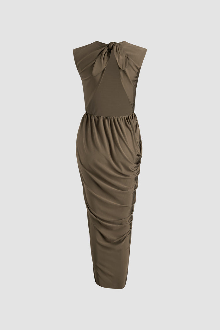 Jean Patou Robe Dos Nu En Jersey Stretch Mocha