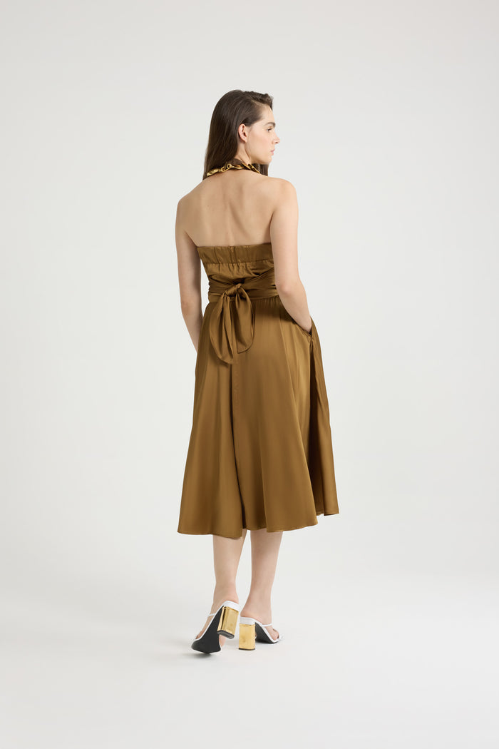 Jean Patou Robe Midi En Satin Tobacco